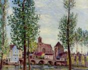 阿尔弗莱德 西斯莱 : View of Moret-sur-Loing through the Trees